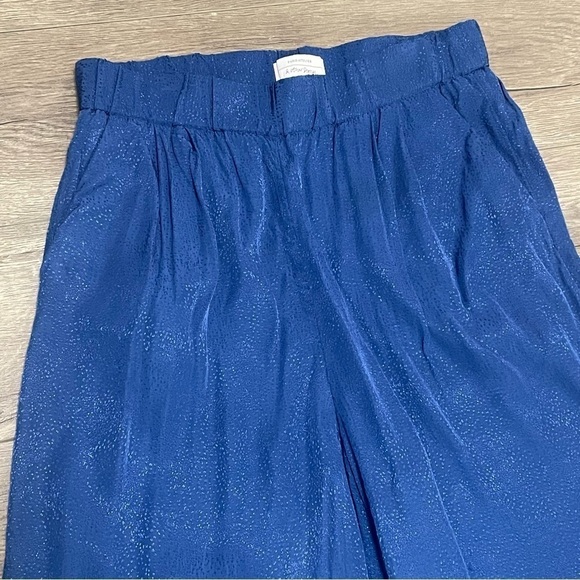 & Other Stories Blue High Rise Elastic Waist Wide Leg Pull On Pants Pockets Sz 4 - Picture 3 of 8